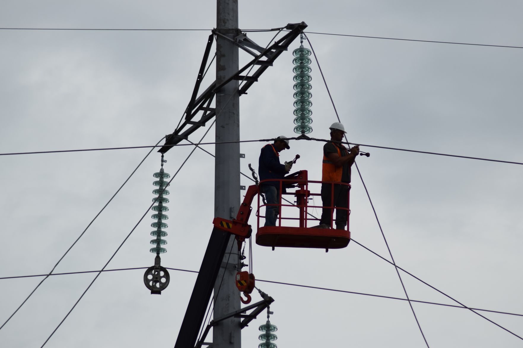 Assembly and installation of new support of a power line